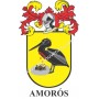 Llavero heráldico - AMORÓS - Personalizado con apellido, escudo de la familia y breve descripción del origen genealógico.