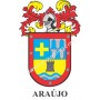 Llavero heráldico - ARAÚJO - Personalizado con apellido, escudo de la familia y breve descripción del origen genealógico.