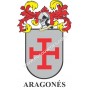 Llavero heráldico - ARAGONÉS - Personalizado con apellido, escudo de la familia y breve descripción del origen genealógico.