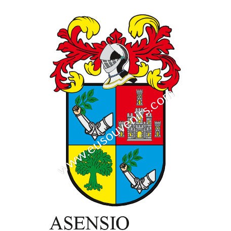 Porte-clés héraldique - ASENSIO_II - Personnalisé avec le nom, l'écusson de la famille et une brève description de l'origine gén