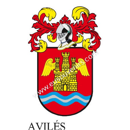 Porte-clés héraldique - AVILÉS - Personnalisé avec le nom, l'écusson de la famille et une brève description de l'origine généalo