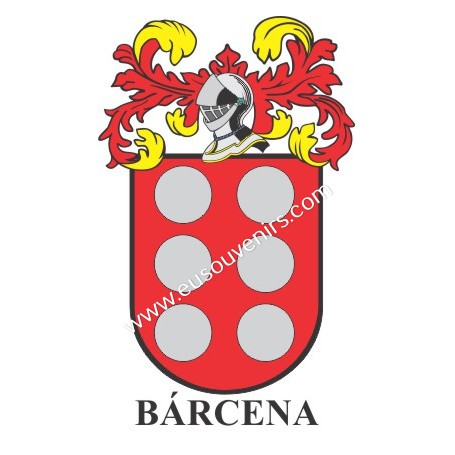 Llavero heráldico - BÁRCENA - Personalizado con apellido, escudo de la familia y breve descripción del origen genealógico.