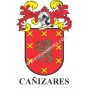 Heraldic keychain - CAÑIZARES - Personalized with surname, family crest and brief description of the genealogical origin.
