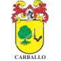 Llavero heráldico - CARBALLO - Personalizado con apellido, escudo de la familia y breve descripción del origen genealógico.