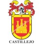 Llavero heráldico - CASTILLEJO - Personalizado con apellido, escudo de la familia y breve descripción del origen genealógico.