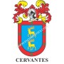 Llavero heráldico - CERVANTES - Personalizado con apellido, escudo de la familia y breve descripción del origen genealógico.