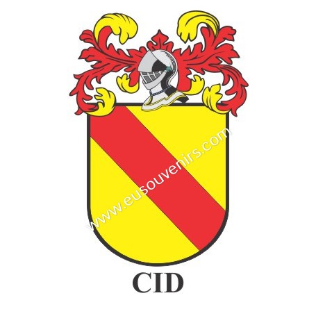 Heraldic keychain - CID - Personalized with surname, family crest and brief description of the genealogical origin.