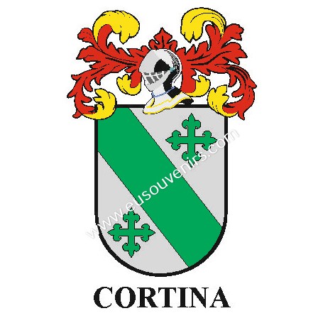 Llavero heráldico - CORTIÑA - Personalizado con apellido, escudo de la familia y breve descripción del origen genealógico.