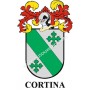 Heraldic keychain - CORTIÑA - Personalized with surname, family crest and brief description of the genealogical origin.