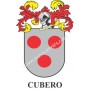 Heraldic keychain - CUBERO - Personalized with surname, family crest and brief description of the genealogical origin.