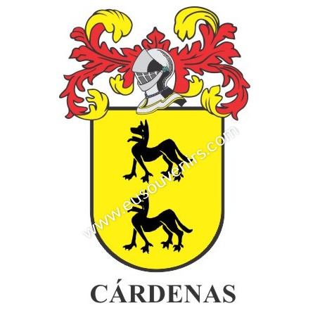 Porte-clés héraldique - CÁRDENAS - Personnalisé avec le nom, l'écusson de la famille et une brève description de l'origine généa