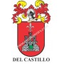 Heraldic keychain - DEL_CASTILLO - Personalized with surname, family crest and brief description of the genealogical origin.