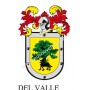 Llavero heráldico - DEL_VALLE - Personalizado con apellido, escudo de la familia y breve descripción del origen genealógico.