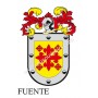Llavero heráldico - DE_LA_FUENTE - Personalizado con apellido, escudo de la familia y breve descripción del origen genealógico.