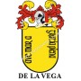 Heraldic keychain - DE_LA_VEGA - Personalized with surname, family crest and brief description of the genealogical origin.