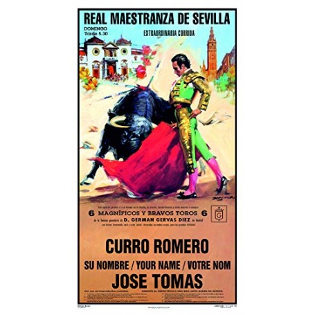 Customized Bullfighting Poster Curro Romero, Your Name and José Tomás
