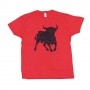 Camiseta Toro Negro Desgastado y Color Rojo Algodón Unisex
