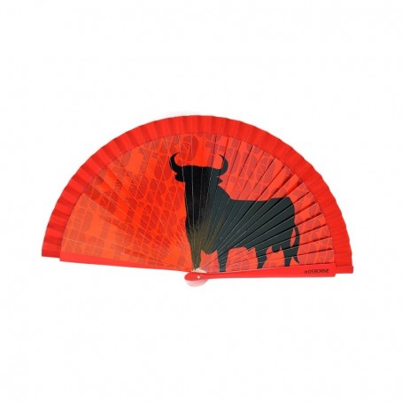 ABANICO OSBORNE ESPAÑA - COLOR ROJO, TORO NEGRO, Abanico Souvenir