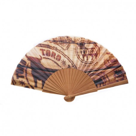 Hand Fan Osborne Spain - Engraved seal on wood