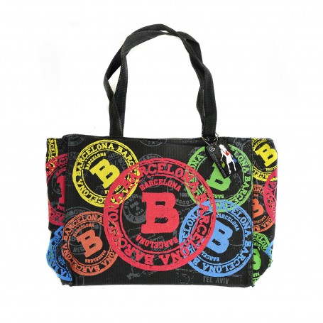 SAC DROIT BARCELONE - COLLECTION SEAL MULTICOLORE BARCELONE - SAC EN TOILE POUR TOUTE OCCASION - Sac souvenir de Barcelone.