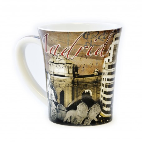 MUG MADRID, SEPIA VINTAGE COLLECTION, CONICAL STYLE - 350 ml, CERAMIC - Mug souvenir d'Espagne