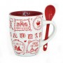 MUG WITH SPOON MADRID, COLLECTION TIZA ROJO, Madrid tourist attractions - 350 ml, CERAMIC - Souvenir Mug from Spain