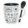 Mug with Spoon Madrid Collection Black Chalk Madrid Tourist Attractions