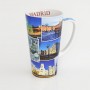 MUG GRANDE MADRID, POSTCARD COLLECTION - CONICAL STYLE OF CERAMICS - Souvenir Mug from Spain