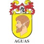 Porte-clés héraldique - AGUAS - Personnalisé avec le nom, l'écusson de la famille et une brève description de l'origine généalog
