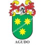 Heraldic keychain - AGUDO - Personalized with surname, family crest and brief description of the genealogical origin.