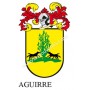 Llavero heráldico - AGUIRRE - Personalizado con apellido, escudo de la familia y breve descripción del origen genealógico.