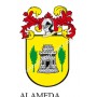 Llavero heráldico - ALAMEDA - Personalizado con apellido, escudo de la familia y breve descripción del origen genealógico.
