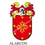 Llavero heráldico - ALARCON - Personalizado con apellido, escudo de la familia y breve descripción del origen genealógico.