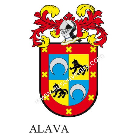 Porte-clés héraldique - ALAVA - Personnalisé avec le nom, l'écusson de la famille et une brève description de l'origine généalog