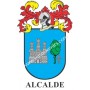 Llavero heráldico - ALCALDE - Personalizado con apellido, escudo de la familia y breve descripción del origen genealógico.