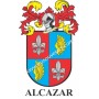 Porte-clés héraldique - ALCAZAR - Personnalisé avec le nom, l'écusson de la famille et une brève description de l'origine généal