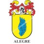 Llavero heráldico - ALEGRE - Personalizado con apellido, escudo de la familia y breve descripción del origen genealógico.