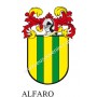Llavero heráldico - ALFARO - Personalizado con apellido, escudo de la familia y breve descripción del origen genealógico.