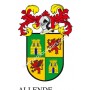 Llavero heráldico - ALLENDE - Personalizado con apellido, escudo de la familia y breve descripción del origen genealógico.