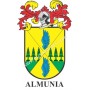 Llavero heráldico - ALMUNIA - Personalizado con apellido, escudo de la familia y breve descripción del origen genealógico.