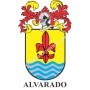 Porte-clés héraldique - ALVARADO - Personnalisé avec le nom, l'écusson de la famille et une brève description de l'origine généa