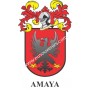 Llavero heráldico - AMAYA - Personalizado con apellido, escudo de la familia y breve descripción del origen genealógico.