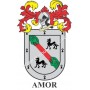 Llavero heráldico - AMOR - Personalizado con apellido, escudo de la familia y breve descripción del origen genealógico.