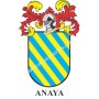 Heraldic keychain - ANAYA - Personalized with surname, family crest and brief description of the genealogical origin.