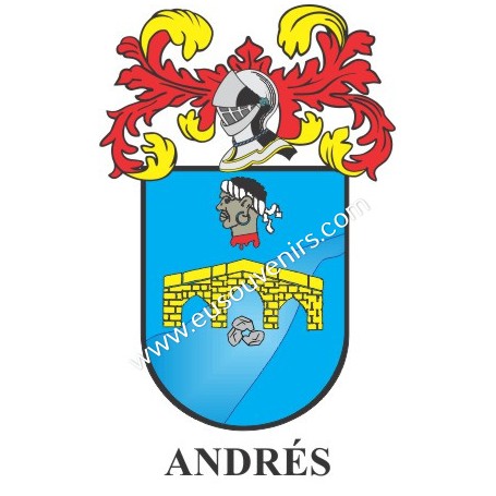 Llavero heráldico - ANDRES - Personalizado con apellido, escudo de la familia y breve descripción del origen genealógico.