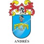 Heraldic keychain - ANDRES - Personalized with surname, family crest and brief description of the genealogical origin.