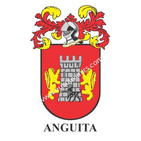 Llavero heráldico - ANGUITA - Personalizado con apellido, escudo de la familia y breve descripción del origen genealógico.