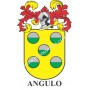 Heraldic keychain - ANGULO - Personalized with surname, family crest and brief description of the genealogical origin.