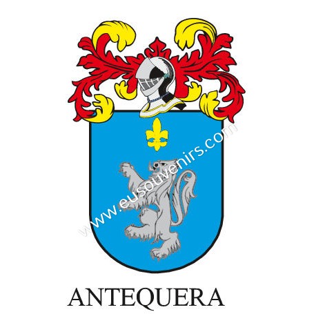 Llavero heráldico - ANTEQUERA - Personalizado con apellido, escudo de la familia y breve descripción del origen genealógico.