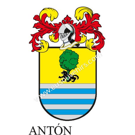 Porte-clés héraldique - ANTON - Personnalisé avec le nom, l'écusson de la famille et une brève description de l'origine généalog